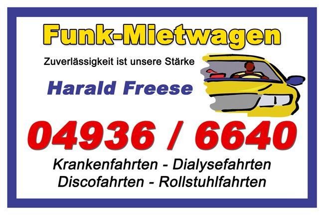 Historisches Firmenschild Funk-Mietwagen Harald Freese mit dem Slogan Zuverlässigkeit ist unsere Stärke